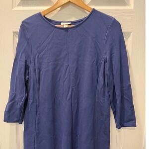 J.Jill Ponte‎ Knit Dress Women's Medium Blue 3/4 Sleeve Casual